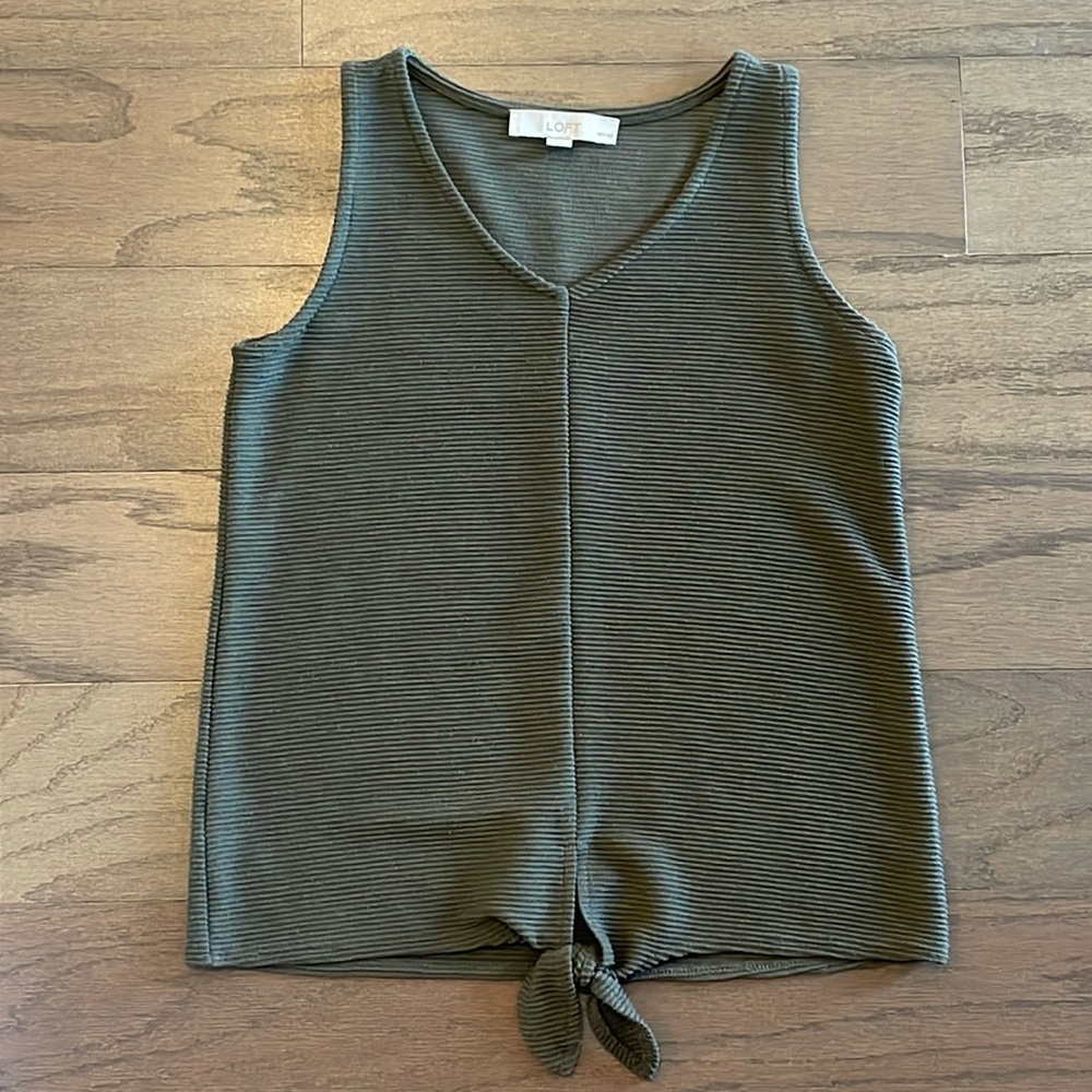 LOFT Petite Green Tie Front Tank - Size XSP